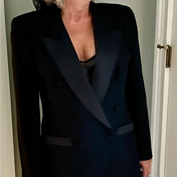 Liz Claiborne Collection vintage Tuxedo Jacket Blazer 100% Wool Size 6 - Picture 10 of 16